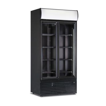 Vetrinetta Frigo Bibite Nera 113cm +0/+10°C Porte Scorrevoli 913 L Luci a Led Con Canopy