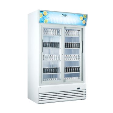 vetrina frigo bibite porte scorrevoli 1000l+canopy chvp1000s+lattine