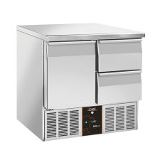 Saladette 1 Porte GN 1/1 2 Cassetti Con Piano in Acciaio Inox +0°C/+8°C