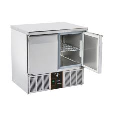 Saladette 2 Porte GN 1/1 Con Piano in Acciaio Inox +0°C/+8°C