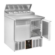 Saladette 2 Porte GN 1/1 Con Piano in Acciaio Inox +0°C/+8°C