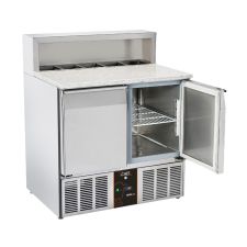 Saladette 2 Porte GN 1/1 Piano in Granito Alzata Inox +0°C/+8°C