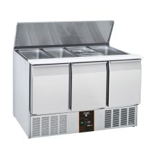 Saladette 3 Porte GN 1/1 Con Top Apribile In Acciaio Inox +0°C/+8°C