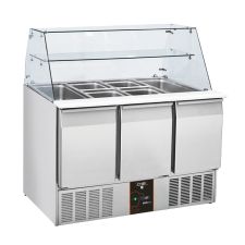 Saladette 3 Porte GN 1/1 Con Vetro Curvo +0°C/+8°C