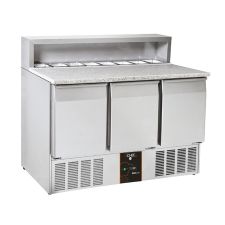 Saladette 3 Porte GN 1/1 Piano in Granito Alzata Inox +0°C/+8°C