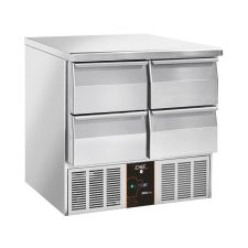 Saladette 4 Cassetti GN 1/1 Con Piano in Acciaio Inox +0°C/+8°C